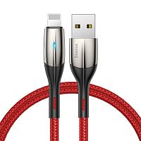 USB кабель Lightning 100cm Baseus Horizontal (With Indicator) 2.4A red 