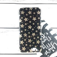 Чехол накладка на iPhone 6/6s черный, золотые звезды, плотный силикон