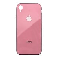Чехол накладка xCase на iPhone XR Glass Case Logo Metallic pink