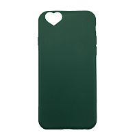 Чехол накладка на iPhone 6/6s зеленый с вырезом под сердце, плотный силикон