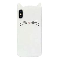 Чехол накладка xCase на iPhone X/XS Silicone Cat белый
