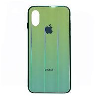 Чехол накладка xCase на iPhone X/XS Glass Shine Case Logo green