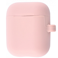 Чохол для AirPods 1/2 silicone slim с карабином pink sand