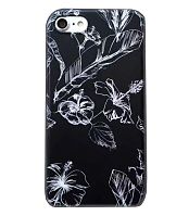 Чехол  накладка xCase для iPhone 6/6s черный, белые цветы №1