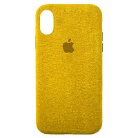 Чехол накладка для iPhone X/XS Alcantara Full yellow