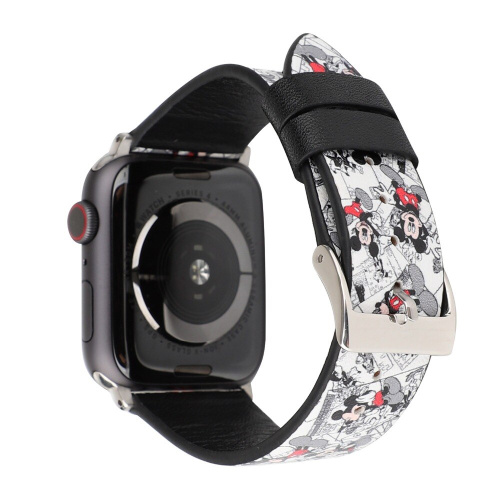 Ремінець xCase для Apple watch 42/44/45/49 mm Leather Classic Mickey black gray: фото 2 - UkrApple