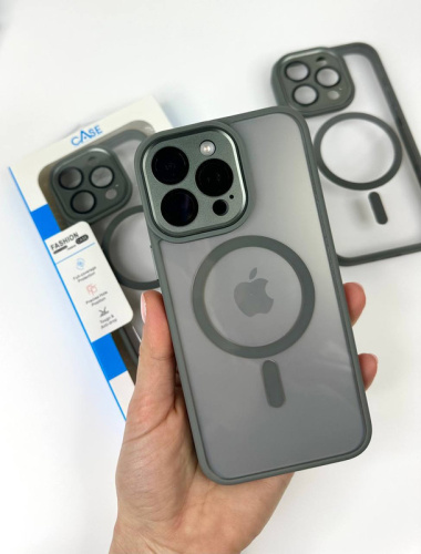Чохол iPhone 15 Pro Max Crystal Case Full Camera with MagSafe gray: фото 2 - UkrApple