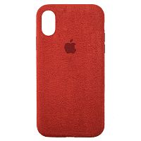 Чехол накладка для iPhone X/XS Alcantara Full red