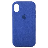 Чехол накладка для iPhone XS Max Alcantara Full blue