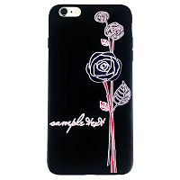 Чехол накладка на iPhone 7 Plus/8 Plus черный с белой розой, плотный силикон