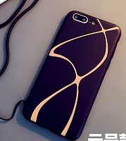 Чехол накладка на iPhone 6/6s черный со световыми полосами, плотный силикон