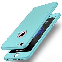 Чехол накладка на iPhone  Х двойной (на две стороны) голубой
