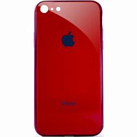 Чехол накладка xCase на iPhone 6 Plus/6s Plus Glass Case Logo Metallic red