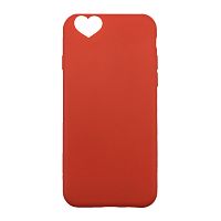 Чехол накладка на iPhone 6/6s красный с вырезом под сердце, плотный силикон