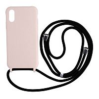 Чехол накладка xCase для iPhone XR Silicone Case Crossbody Bag pink sand