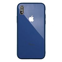 Чехол накладка xCase на iPhone X/XS Glass Pastel Case Logo blue