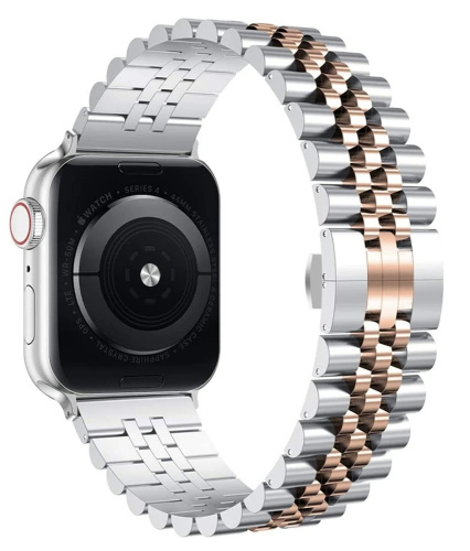 Ремінець для Apple Watch 42/44/45/49 mm Metall New 5-bead silver rose - UkrApple