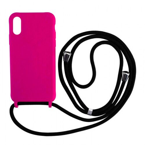 Чехол накладка xCase для iPhone XS Max Silicone Case Crossbody Bag electric pink - UkrApple