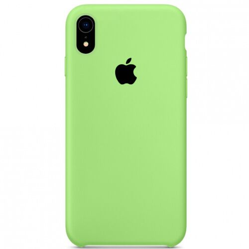 Чехол накладка xCase для iPhone XR Silicone Case ярко-зеленый с черным яблоком - UkrApple