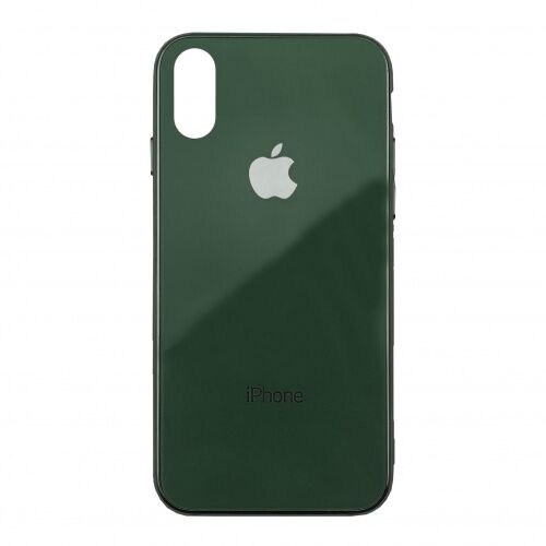 Чехол накладка xCase на iPhone XS Max Glass Case Logo Metallic forest green - UkrApple