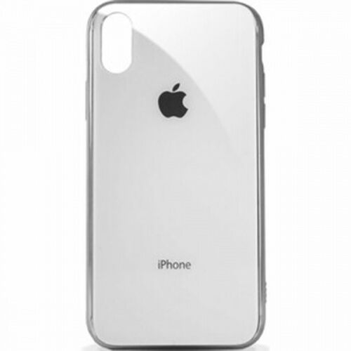 Чехол накладка xCase на iPhone XS Max Glass Case Logo Metallic white - UkrApple
