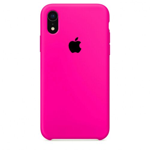 Чехол накладка xCase для iPhone XR Silicone Case Barbie pink с черным яблоком - UkrApple