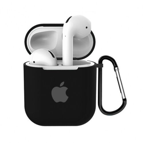 Чехол для AirPods/AirPods 2 silicone case with Apple Black - UkrApple