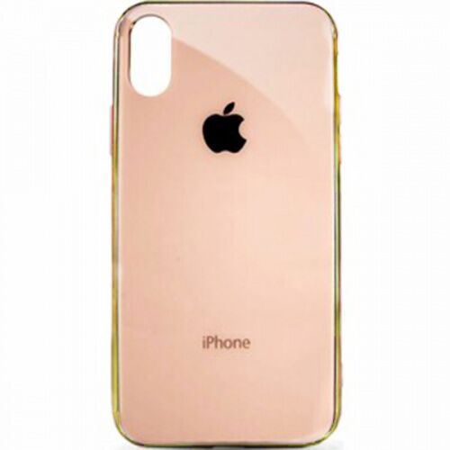 Чехол накладка xCase на iPhone XS Max Glass Case Logo Metallic gold - UkrApple