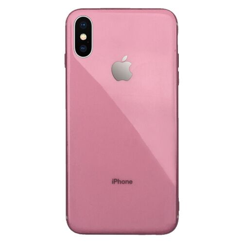 Чехол накладка xCase на iPhone XS Max Glass Silicone Case Logo pink - UkrApple