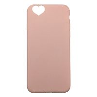 Чехол накладка на iPhone 6/6s светло-розовый с вырезом сердце, плотный силикон