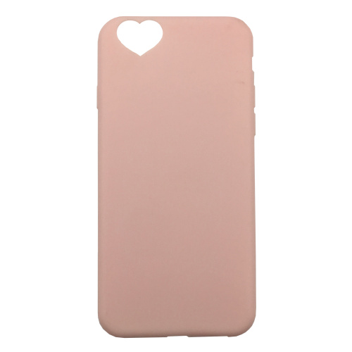 Чехол накладка на iPhone 6/6s светло-розовый с вырезом сердце, плотный силикон - UkrApple