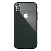 Чехол накладка xCase на iPhone XS Max Glass Pastel Case Logo forest green