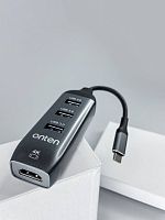 Перехідник Onten HUB type-C to USB*3 HDMI 95118H gray