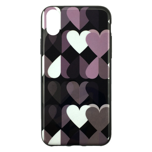 Чехол накладка на iPhone 7 Plus/8 Plus мозаика сердец черный, плотный силикон - UkrApple