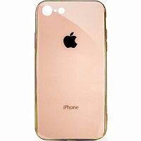 Чехол накладка xCase на iPhone 7/8/SE 2020 Glass Case Logo Metallic gold