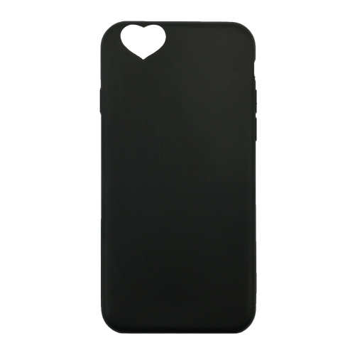 Чехол накладка на iPhone 6/6s черный с вырезом под сердце, плотный силикон - UkrApple