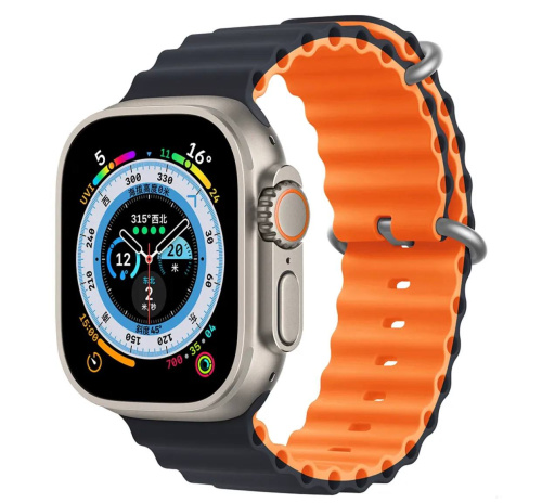 Ремінець для Apple Watch 42/44/45/49 mm Ocean Band midnight blue orange - UkrApple