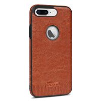 Чехол накладка xCase для iPhone 7 Plus Leather Logo Case brown