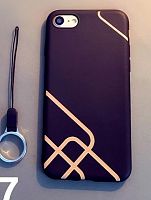 Чехол накладка на iPhone 6/6s черный с геометрическими линиями, плотный силикон