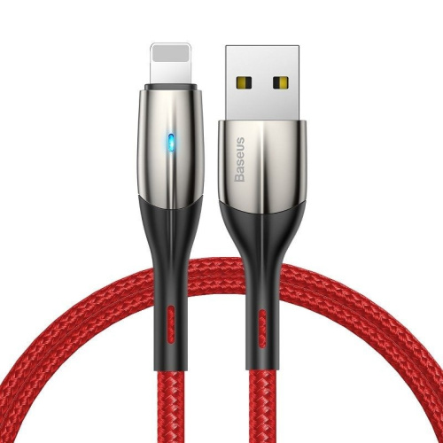 USB кабель Lightning 100cm Baseus Horizontal (With Indicator) 2.4A red  - UkrApple