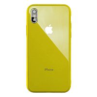 Чехол накладка xCase на iPhone X/XS Glass Pastel Case Logo yellow