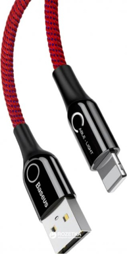USB кабель Lightning 100cm Baseus C shaped Power-off 2.4A red: фото 2 - UkrApple