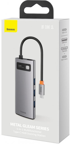 Перехідник Baseus Metal Gleam 5-in-1 Multifunctional ( HDMI+USB3.0*3+PD) gray: фото 7 - UkrApple