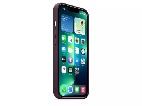 Чохол iPhone 13 Leather Case with MagSafe A dark cherry: фото 3 - UkrApple