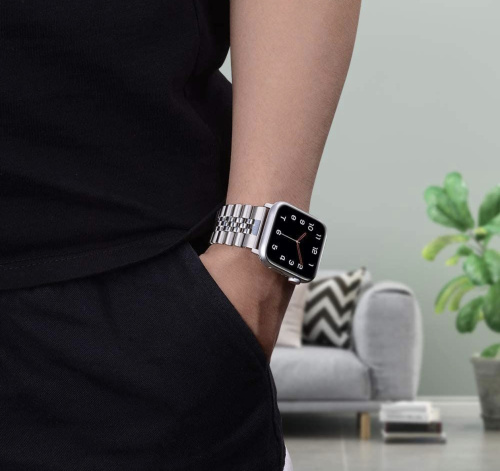Ремінець для Apple Watch 38/40/41 mm Metall New 5-bead silver: фото 16 - UkrApple