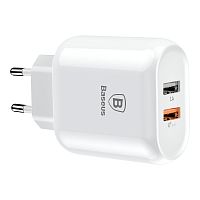 Мережева зарядка USB для iPhone Baseus Bojure Quick Charge 2USB 3A біла