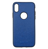 Чехол накладка xCase для iPhone X/XS Leather Logo Case blue