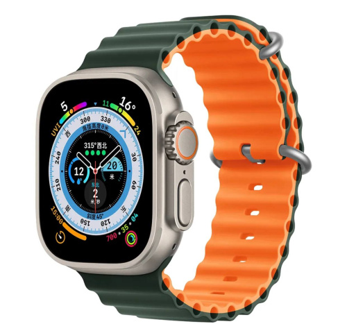 Ремінець для Apple Watch 42/44/45/49 mm Ocean Band green orange - UkrApple