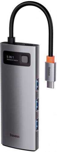 Перехідник Baseus Metal Gleam 5-in-1 Multifunctional ( HDMI+USB3.0*3+PD) gray: фото 6 - UkrApple