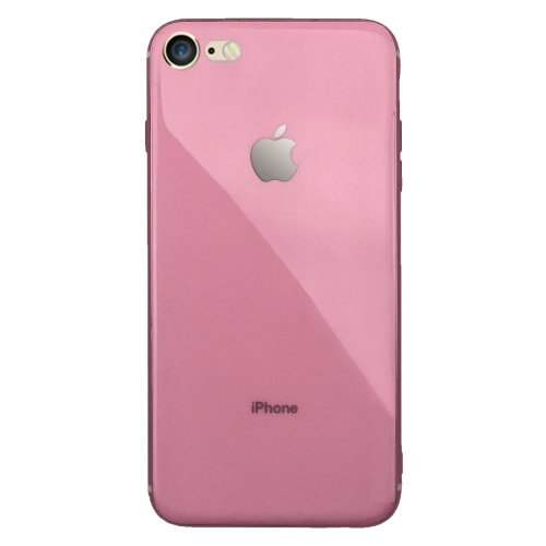 Чехол накладка xCase на iPhone 6/6s Glass Silicone Case Logo pink - UkrApple
